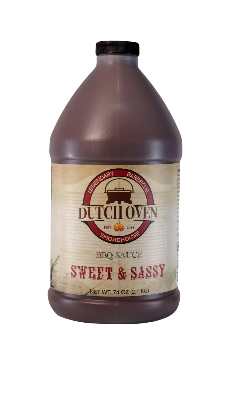 Dutch Oven Sweet and Sassy BBQ & Dipping Sauce - Kansas City Style Barbeque Sauce - Perfect for Grilling, BBQ, Marinades, Chicken, Wings, Pizza, Tacos, Burgers, and Steak Lovers - 1/2 Gallon