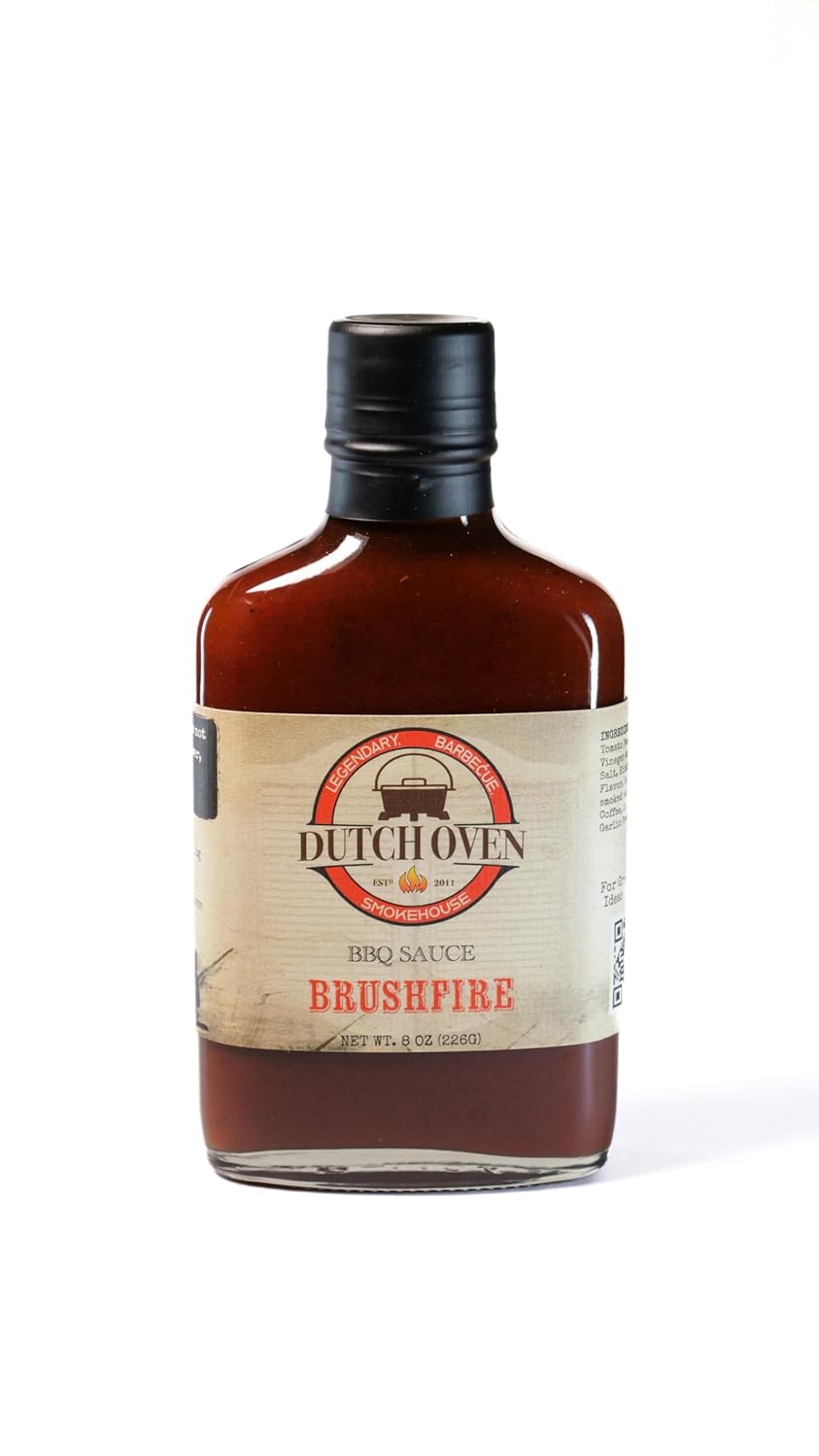 Outback Cookin Brushfire BBQ & Dipping Sauce - Hot & Spicy Barbecue Sauce - Perfect for Grilling, BBQ, Marinades, Dipping, Chicken, Wings, Pizza, Tacos, Burgers, and Steak Lovers - 8oz Flask Bottle