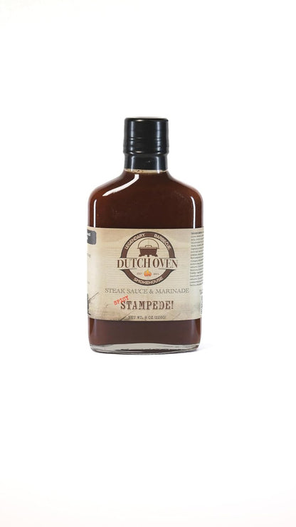 Dutch Oven Smokehouse Steak Lovers Gift Set - 2x BBQ Sauces & 2x Rubs - Stampede, Spicy Stampede, Californio, Fenceline - All-Natural, Award-Winning Steak Seasoning & Sauce Combo -Authentic Western Smokehouse Flavors