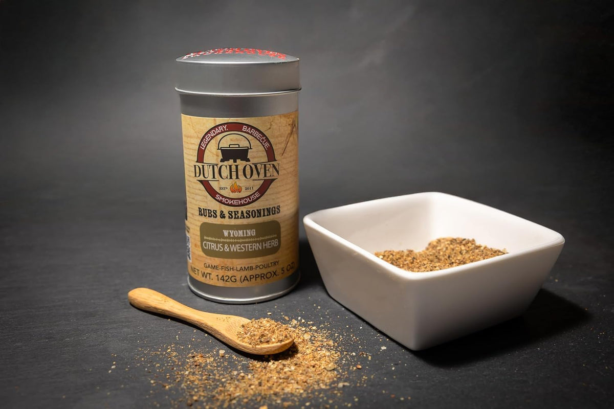 Dutch Oven Variety Spice Pack - 6-Pack BBQ Seasoning Tins - Belle Fourche, Californio, Homestead, Wyoming, Chuckbox, Fenceline, Premium BBQ Rub for Grilling, Smoking, Cooking & Barbecue, 5 oz