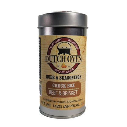 Dutch Oven Chuckbox Beef & Brisket Rub – Authentic Texas-Style BBQ Seasoning for Brisket, Ribs, Steaks & Roasts – Handcrafted Small-Batch All-Natural Smokehouse Spice Blend with Bold Pepper, Garlic & Paprika - 10 oz