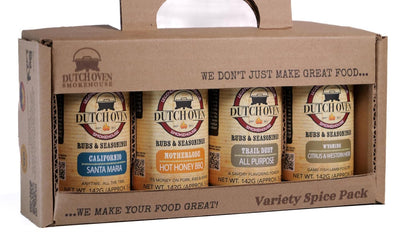 Dutch Oven Smokehouse Variety Spice Gift Set 1 - Motherlode, Trail Dust, Californio, Wyoming - Handcrafted Seasoning for Brisket, Pork, Ribs & Chicken - All-Natural BBQ Rubs - Authentic Western Smokehouse Flavors - 4x10.5oz